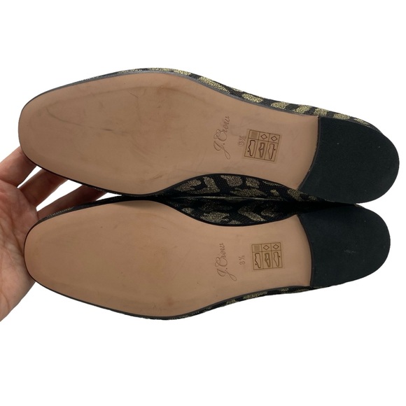J. Crew Womens Shoes Smoking Flats Size 8 Black Gold Slip On Feminine Chic - Picture 12 of 13